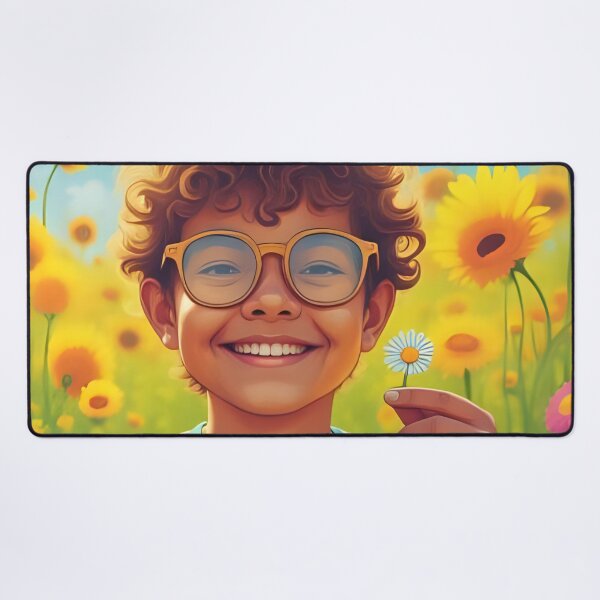 Item preview, Seeing with different eyes, visual impairment, child smiles in sunflowers designed and sold by CeciliaGomezArt.