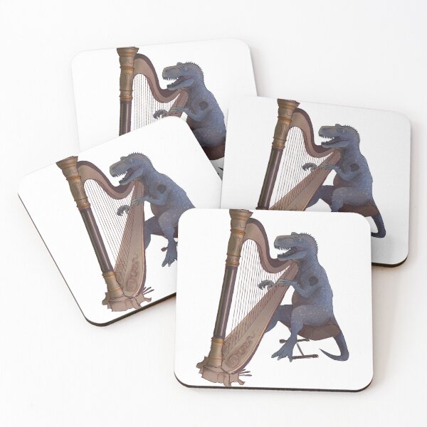 Item preview, t rex playing harp designed and sold by norah's trash can.