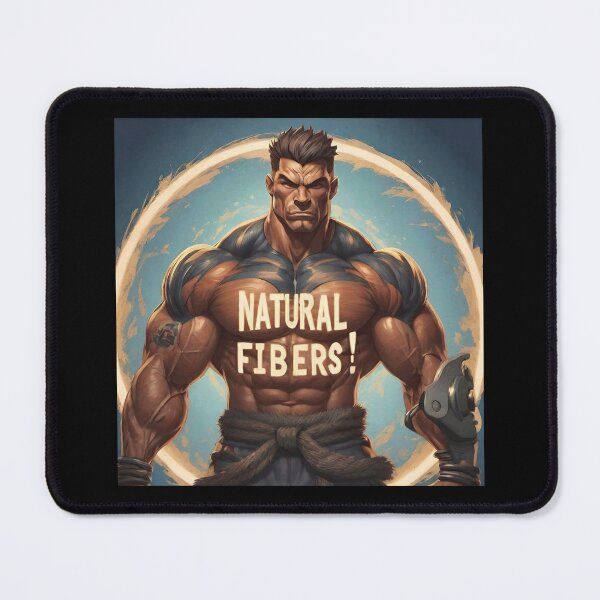 Item preview, A motivational muscular athlete with the big phrase "NATURAL FIBERS!" In the centre Inside a circle. designed and sold by Giulivo Store Graphic.