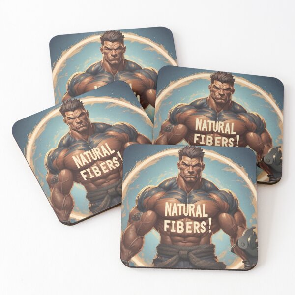 Item preview, A motivational muscular athlete with the big phrase "NATURAL FIBERS!" In the centre Inside a circle. designed and sold by Giulivo Store Graphic.