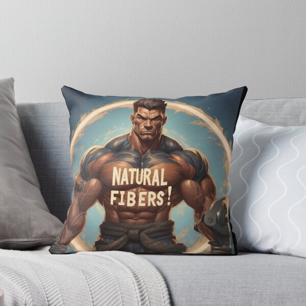Item preview, A motivational muscular athlete with the big phrase "NATURAL FIBERS!" In the centre Inside a circle. designed and sold by Giulivo Store Graphic.
