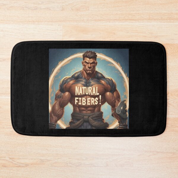 Item preview, A motivational muscular athlete with the big phrase "NATURAL FIBERS!" In the centre Inside a circle. designed and sold by Giulivo Store Graphic.