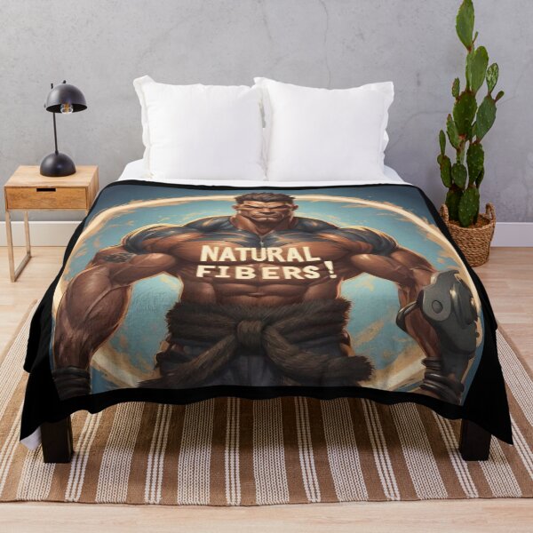 Item preview, A motivational muscular athlete with the big phrase "NATURAL FIBERS!" In the centre Inside a circle. designed and sold by Giulivo Store Graphic.