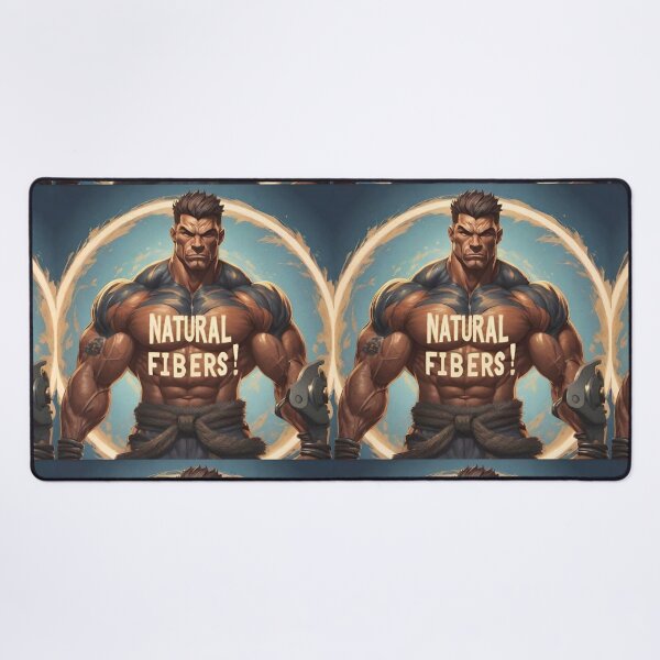Item preview, A motivational muscular athlete with the big phrase "NATURAL FIBERS!" In the centre Inside a circle. designed and sold by Giulivo Store Graphic.