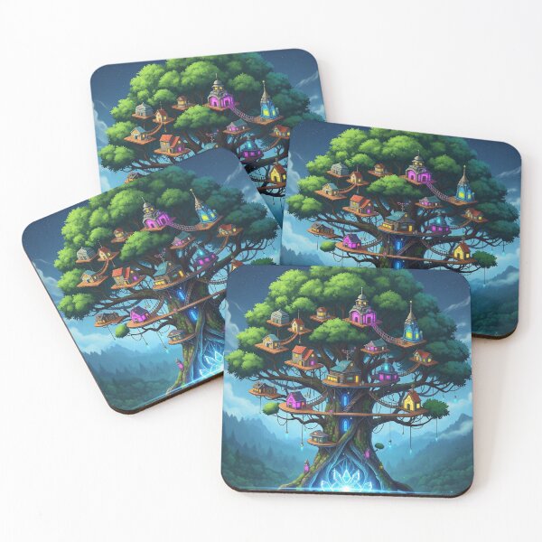 Item preview, El Árbol Guardián: Aldea Futurista Isométrica | Fantasía Sci-Fi Eterna designed and sold by InspireHaven.