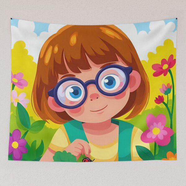 Item preview, Seeing with different eyes: visually impaired tender girl with glasses in kindergarten designed and sold by CeciliaGomezArt.
