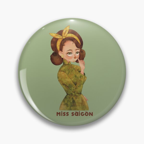 Item preview, Chibi Green Vintage Vietnamese Girl in Ao Dai  designed and sold by RosalinesEyes.