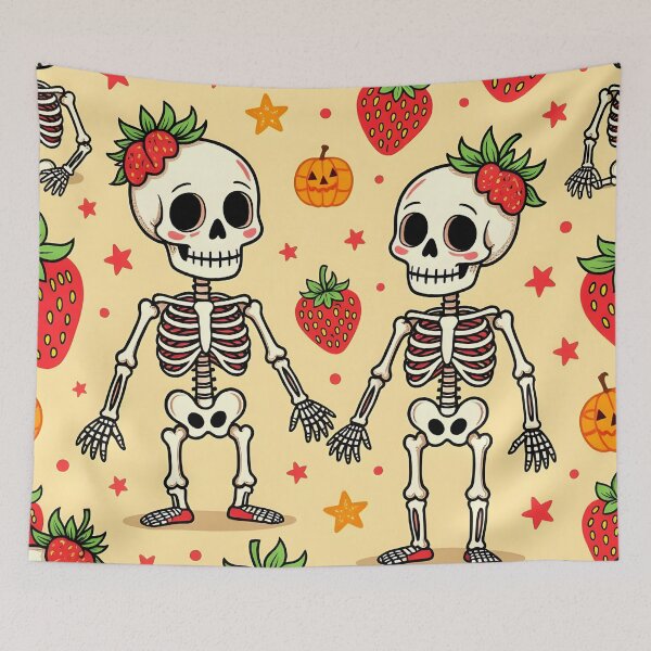 Item preview, Skulls and Strawberries – Cute Spooky Summerween Pattern designed and sold by WhimsicalThredz.