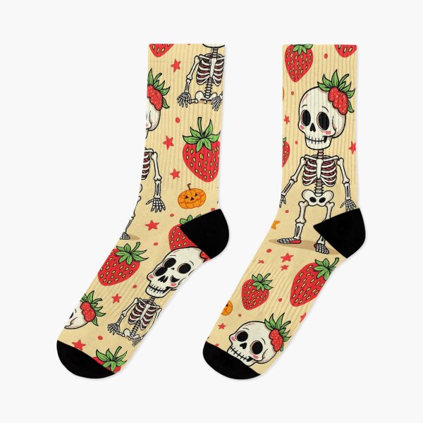 Item preview, Skulls and Strawberries – Cute Spooky Summerween Pattern designed and sold by WhimsicalThredz.