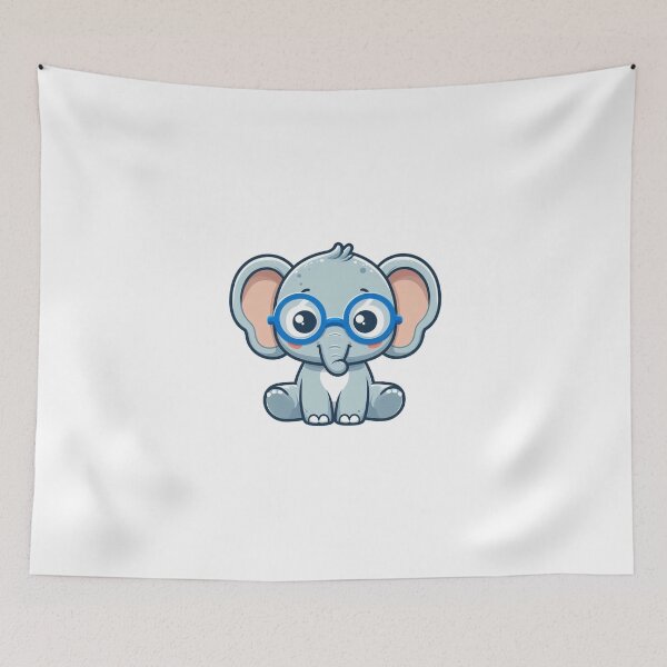Item preview, Adorable Cartoon Elephant with Glasses – Sweet Animal Character designed and sold by Confuzz1ed.