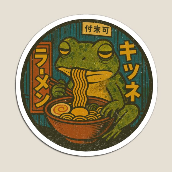 Item preview, Kawaii Frog Enjoying Ramen - Vintage Comic Art designed and sold by Roger-C.