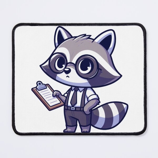 Item preview, Focused Cartoon Raccoon with Clipboard – Organized Forest Animal Art designed and sold by Confuzz1ed.