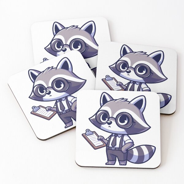 Item preview, Focused Cartoon Raccoon with Clipboard – Organized Forest Animal Art designed and sold by Confuzz1ed.