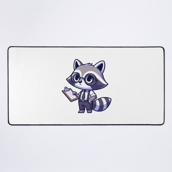 Item preview, Focused Cartoon Raccoon with Clipboard – Organized Forest Animal Art designed and sold by Confuzz1ed.