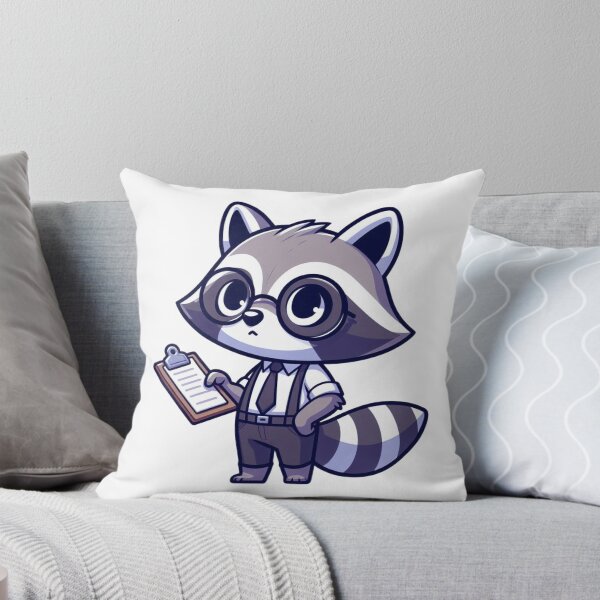 Item preview, Focused Cartoon Raccoon with Clipboard – Organized Forest Animal Art designed and sold by Confuzz1ed.