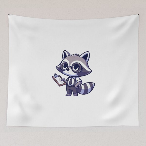 Item preview, Focused Cartoon Raccoon with Clipboard – Organized Forest Animal Art designed and sold by Confuzz1ed.