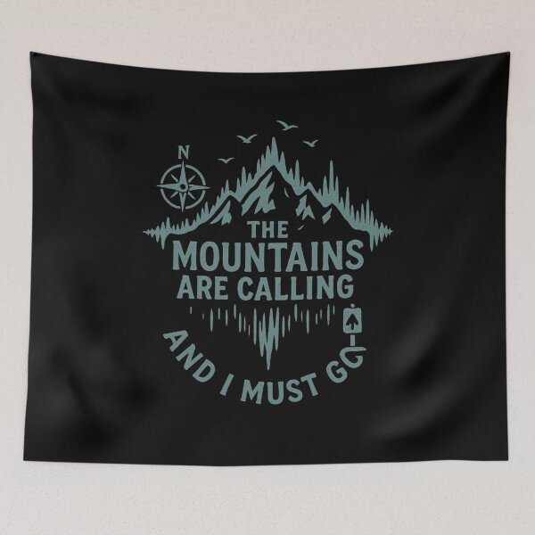 Item preview, The Mountains Are Calling and I Must Go | Retro Adventure Hiking designed and sold by PrintHorizonD.