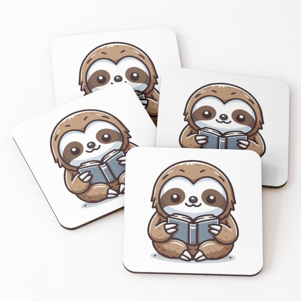 Item preview, Cartoon Sloth Reading a Book – Calm and Focused Animal Illustration designed and sold by Confuzz1ed.