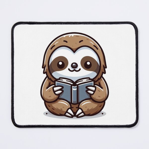 Item preview, Cartoon Sloth Reading a Book – Calm and Focused Animal Illustration designed and sold by Confuzz1ed.