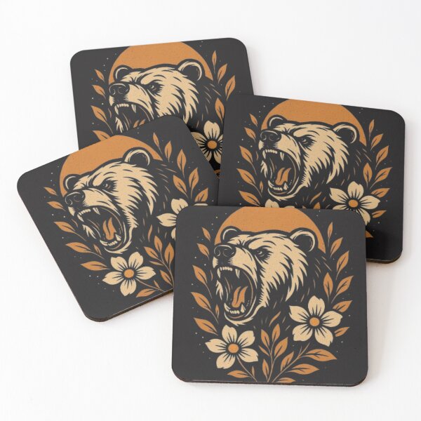 Item preview, Roaring Bear Floral Contrast designed and sold by MugLifeCo.