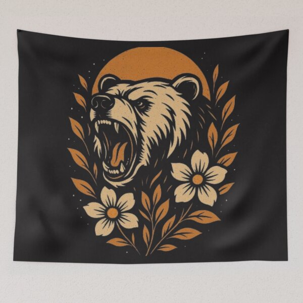 Item preview, Roaring Bear Floral Contrast designed and sold by MugLifeCo.