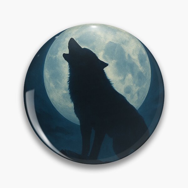 Item preview, Howling Wolf Under the Full Moon – Circular Night Sky Art designed and sold by Aucia.