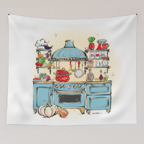 Item preview, Cozy Watercolor Kitchen Scene | Hand-Painted Cooking Art Print | Culinary Wall Decor designed and sold by KaramfilaS.