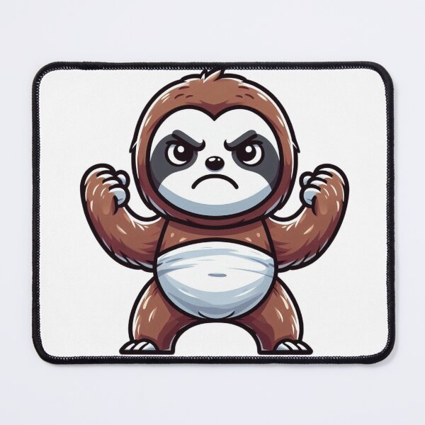 Item preview, Angry Cartoon Sloth Standing Up – Grumpy Lazy Rage designed and sold by Confuzz1ed.