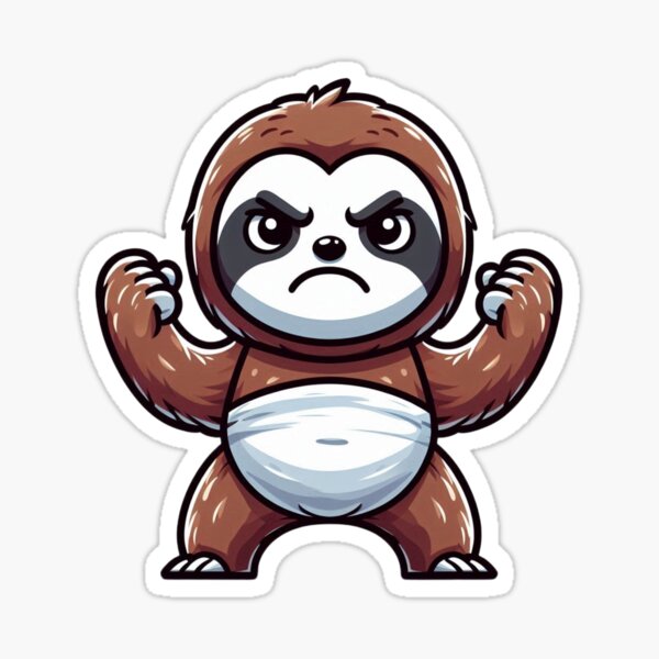 Item preview, Angry Cartoon Sloth Standing Up – Grumpy Lazy Rage designed and sold by Confuzz1ed.