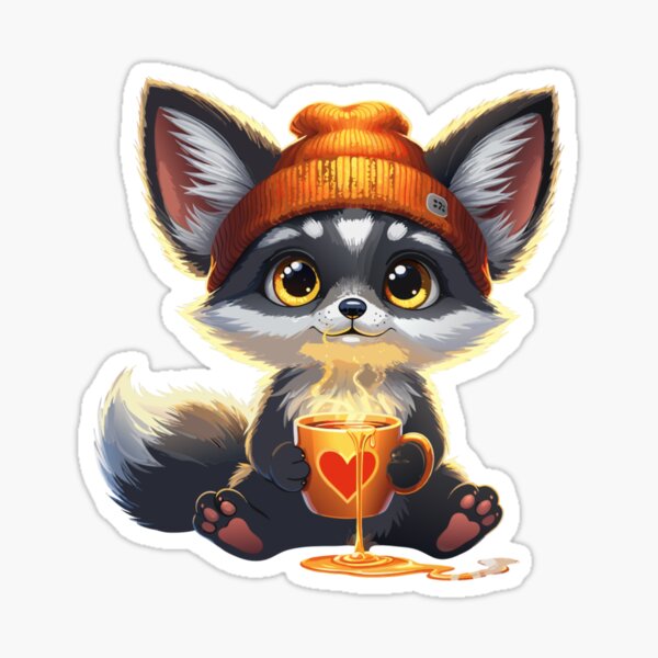 Item preview, CARTOON FOX DRINKS TEA designed and sold by Gadget80.