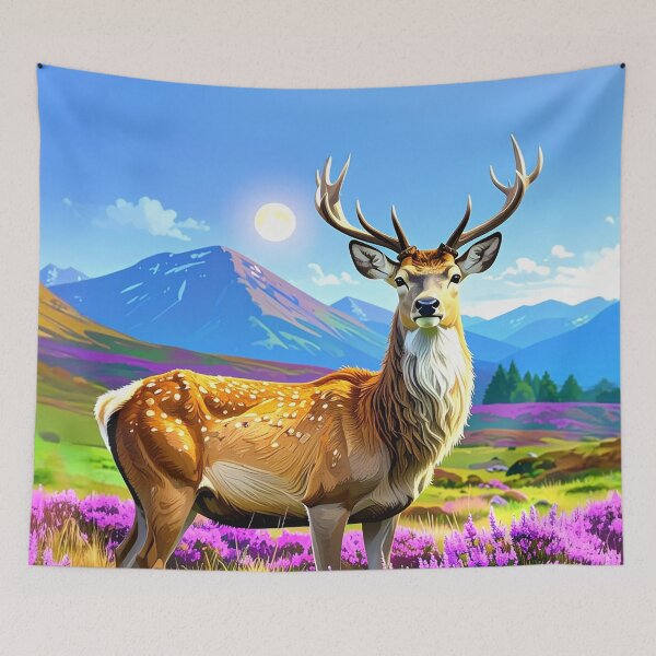 Item preview, Highland Buck Moon: Celtic Stag in Scottish Heather designed and sold by Englandbear.
