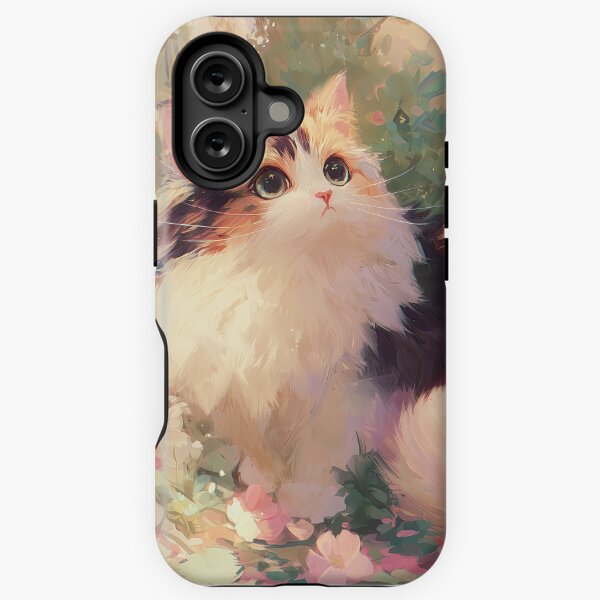 Item preview, Adorable Calico Kitten Among Blooming Garden Flowers designed and sold by Painted Menagerie.