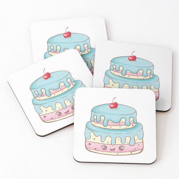 Item preview, Kawaii Birthday Cake with Cherry – Cartoon Dessert Illustration designed and sold by VelumkaRose.