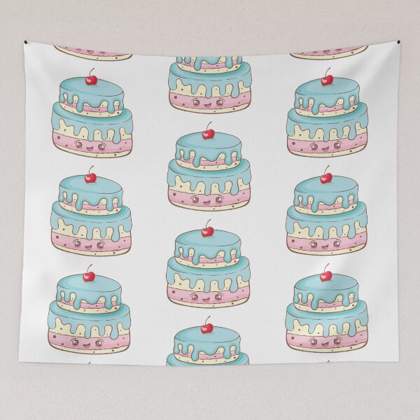 Item preview, Kawaii Birthday Cake with Cherry – Cartoon Dessert Illustration designed and sold by VelumkaRose.