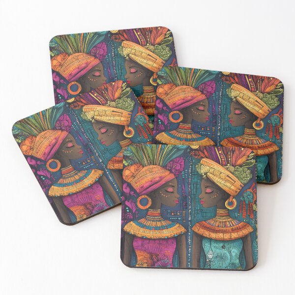 Item preview, Vibrant Cultural Duo with Floral Headpieces designed and sold by Artessie.