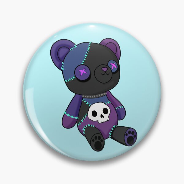 Item preview, Cute sewn-together emo teddy as a cuddly toy with skull symbol designed and sold by katecheerycake.