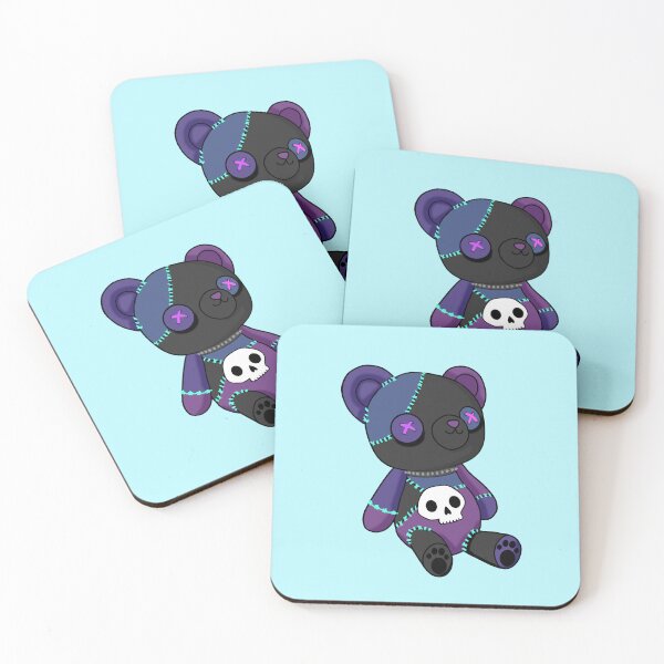 Item preview, Cute sewn-together emo teddy as a cuddly toy with skull symbol designed and sold by katecheerycake.
