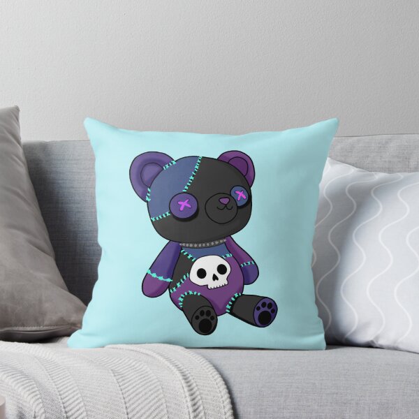 Item preview, Cute sewn-together emo teddy as a cuddly toy with skull symbol designed and sold by katecheerycake.