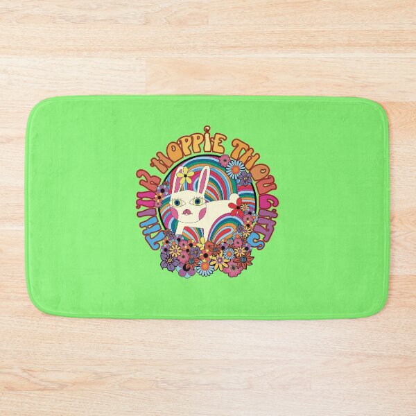 Item preview, Think Hoppie Thoughts Hippie Bunny Retro Rainbow Flower Slogan designed and sold by CRHPOD20.