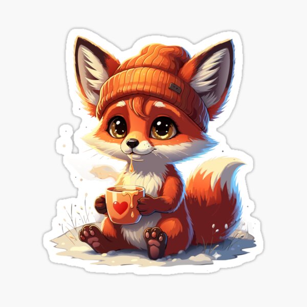 Item preview, CARTOON FOX DRINKS TEA  designed and sold by Gadget80.
