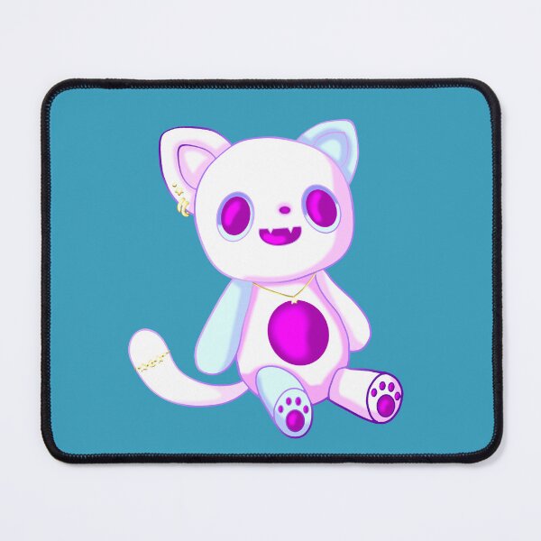 Item preview, Emo cat in pastel colors as a plush stuffed toy with a casual used look and expressive face designed and sold by katecheerycake.