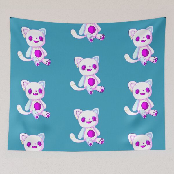 Item preview, Emo cat in pastel colors as a plush stuffed toy with a casual used look and expressive face designed and sold by katecheerycake.