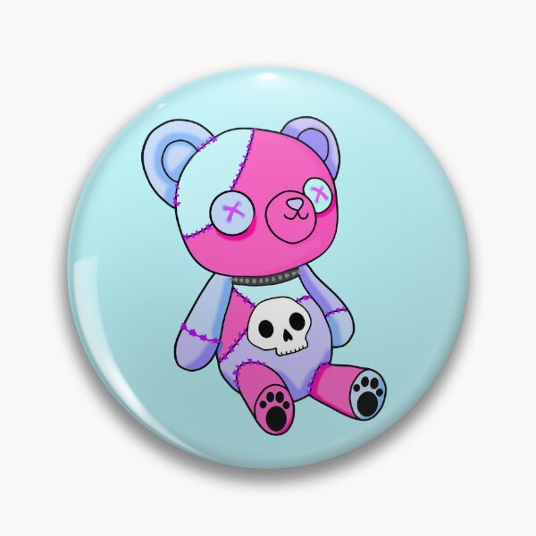 Item preview, Cute colorful emo teddy as a cuddly toy with skull symbol designed and sold by katecheerycake.