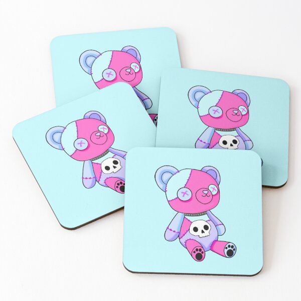 Item preview, Cute colorful emo teddy as a cuddly toy with skull symbol designed and sold by katecheerycake.