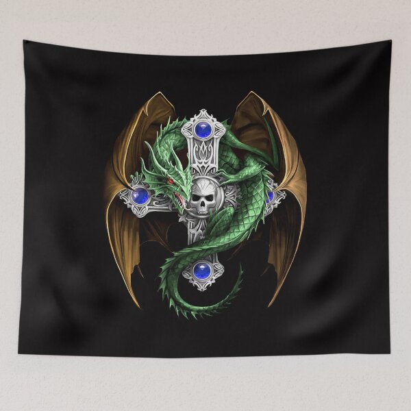 Item preview, Mythical Green Dragon And Skull Cross designed and sold by Atteestude.
