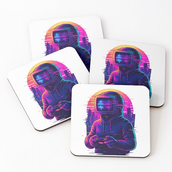 Item preview, Neon Cyberpunk Glitch Warrior • Retrowave Techcore Art designed and sold by amrani20.