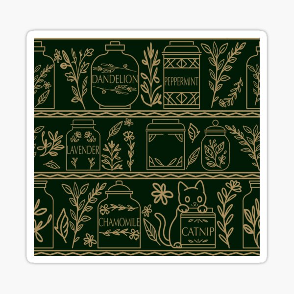 Item preview, Boop & Brew - Cozy Cottage Herb Shelf with Curious Cat designed and sold by DerpCat Sketches.