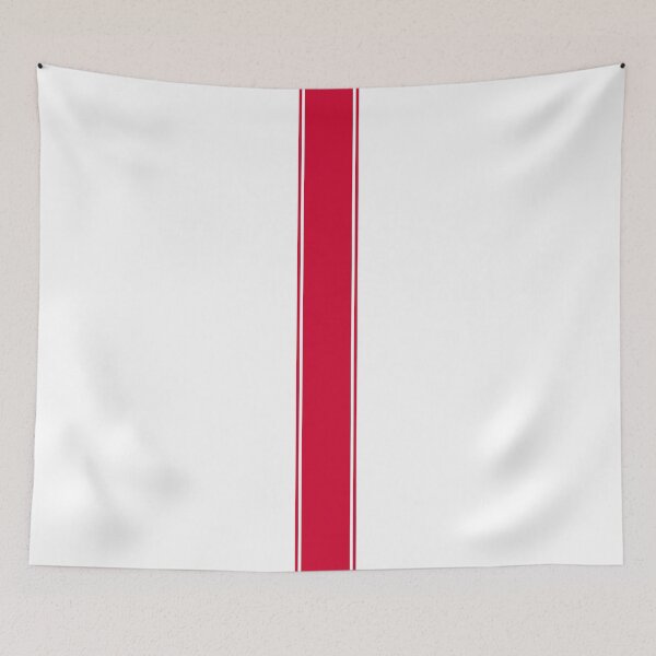 Item preview, Single Stripe With 2 Pinstripes (Cherry Red on White) designed and sold by Racing Stripes Only.