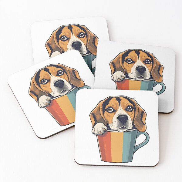 Item preview, A Happy Beagle Peeking Out Of A Cup Retro Style designed and sold by Domcreations4.
