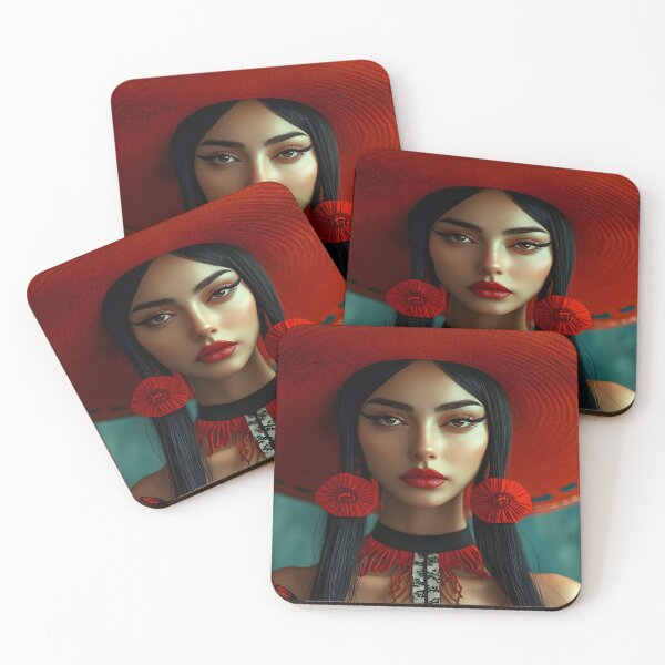 Item preview, Striking Portrait of Woman in Vibrant Red Hat designed and sold by Artessie.